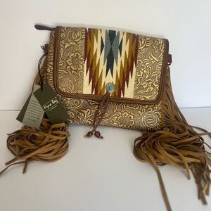 NWT Myra Bags Crosshair Canvas And Hairon Bag